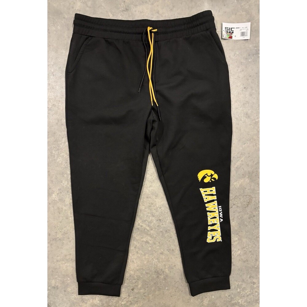 NWT Iowa Hawkeyes Sweatpants Mens Sz XL Black Joggers NCAA University